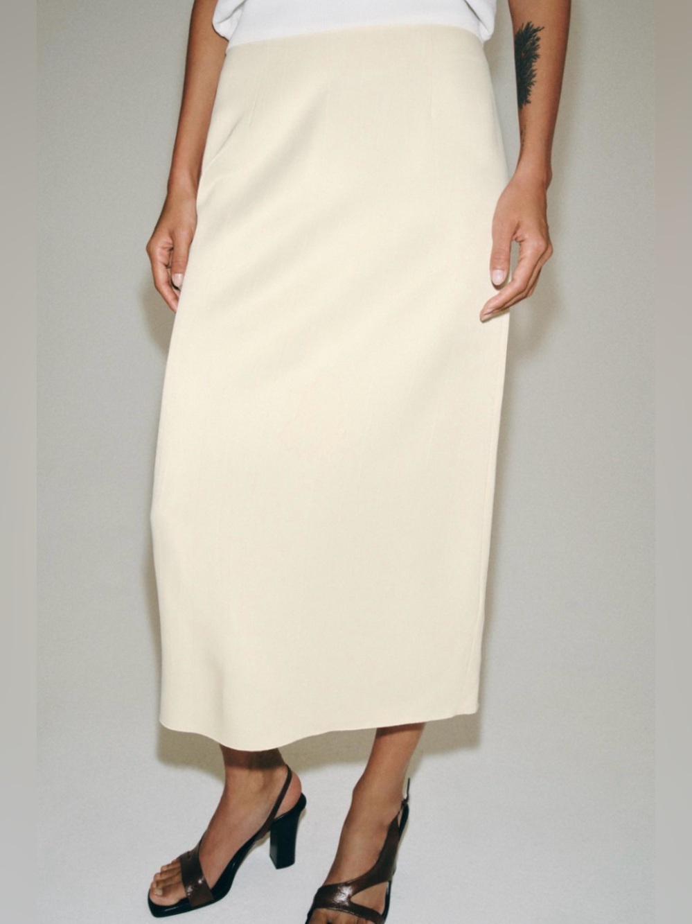 CO white Midi Pencil Skirt - Women's Classic Straight Skirt